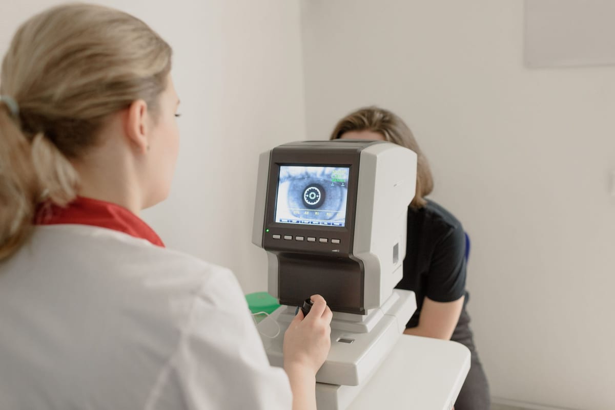 An eye imaged on a diagnostic screen during an ocular health check