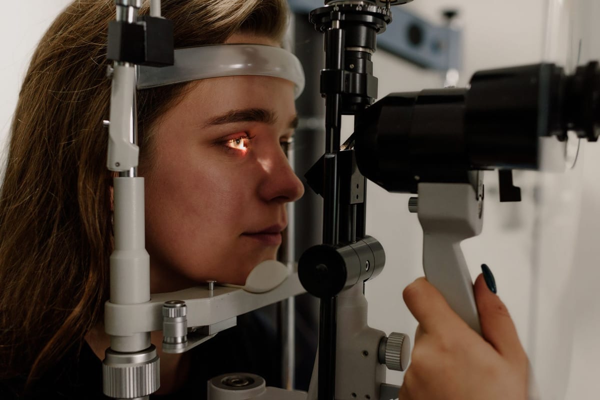 A slit lamp examination of the front surface of the eye
